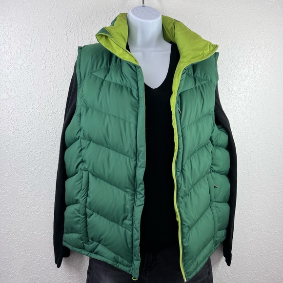 Columbia Reversible Down Puffer Vest, Green & Lime, Sz. L Cozy Warm Outdoor Cold - Picture 5 of 10